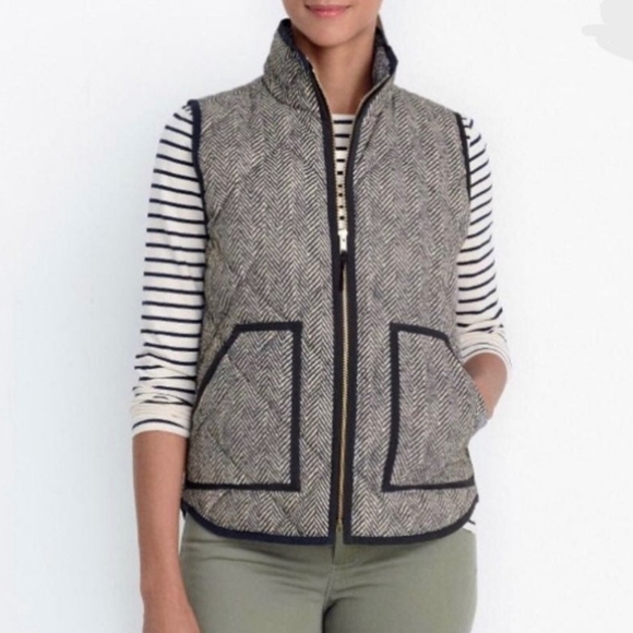 J. Crew Puffer vest herringbone xxs - Picture 1 of 5